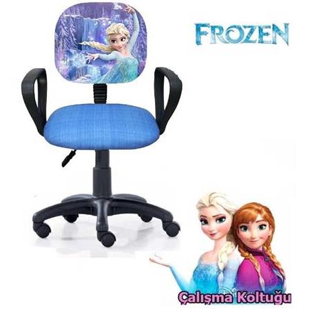 Frozen Desenli Çocuk Çalışma Koltuğu Karlar ülkesi Çocuk Odası Ofis Sandalyesi Tekerlekli Amortisör