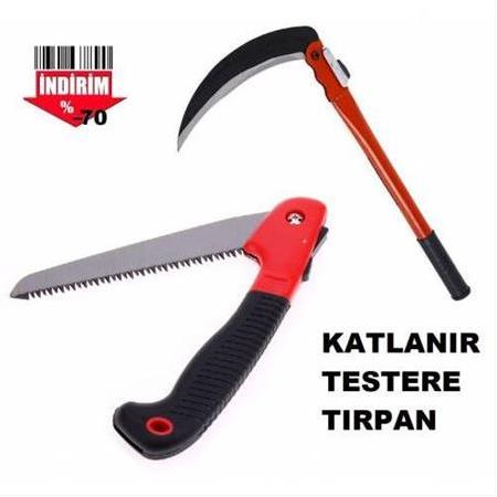 Bağ Bahçe Ağaç Dal Çalı Ot Kesme Seti Katlanır Tırpan Orak Lazer Bıçak Katlanır Testere Takımı